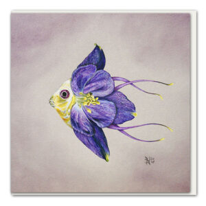 Klappkarte Akelei-Fisch